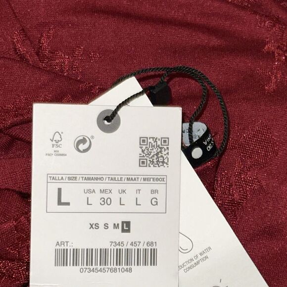 ZARA | Burgundy | SHORT SLEEVE JUMPSUIT WITH SURPLICE V-NECKLINE - Picture 15 of 15